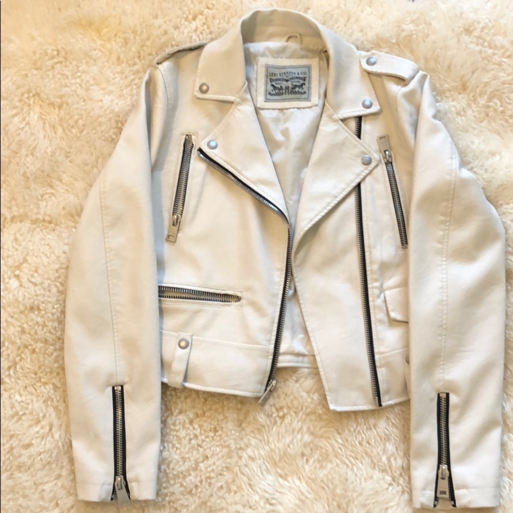 Small White Leather Jacket!! Perfect Condition - image 1